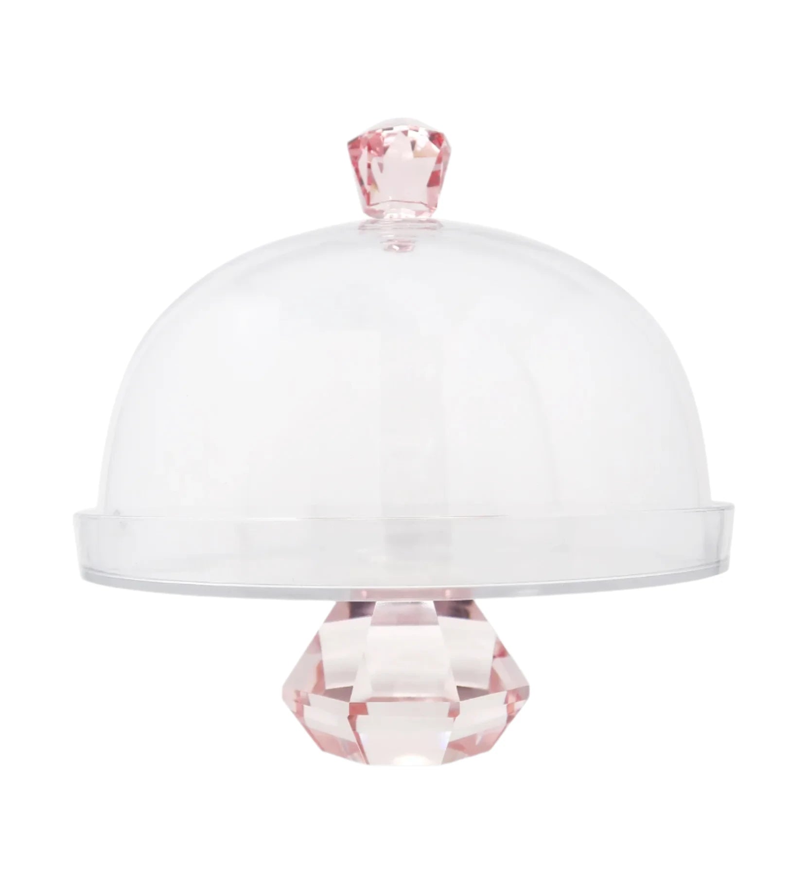 Glass Cake Dome with Colored Diamond Base and Handle