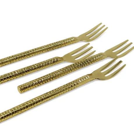 Hammered Gold Dessert Spoons/Forks