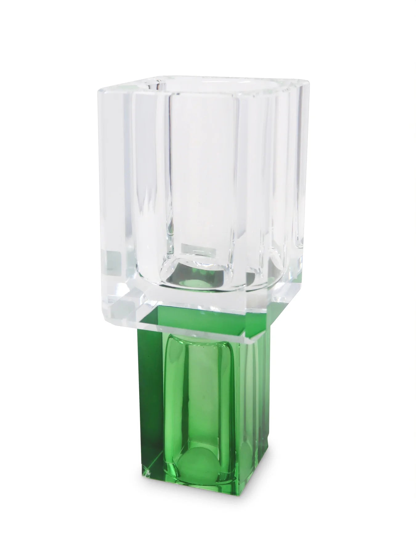 Crystal Square Vase With Colored Base