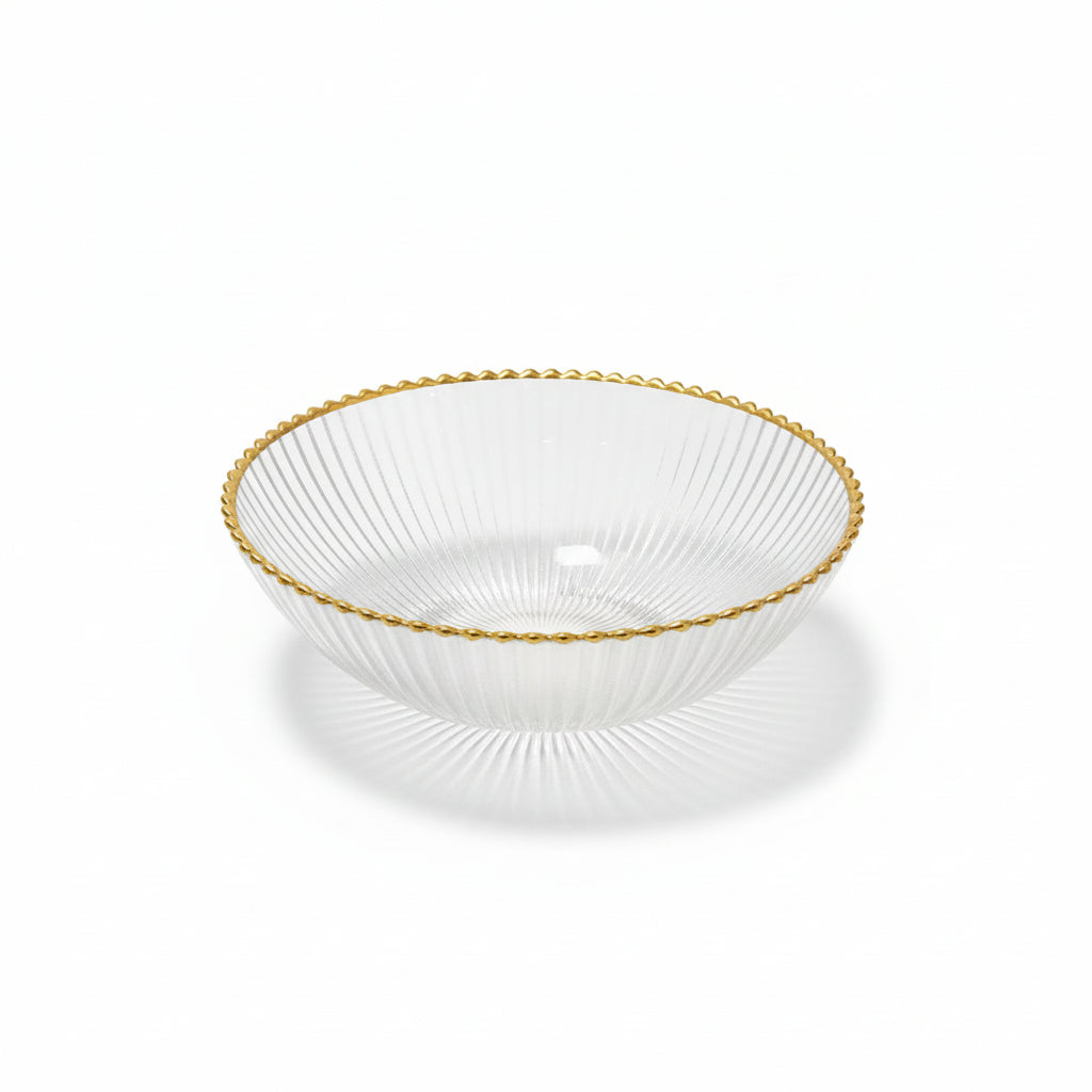 Ribbed Desert Bowl with Gold Rim