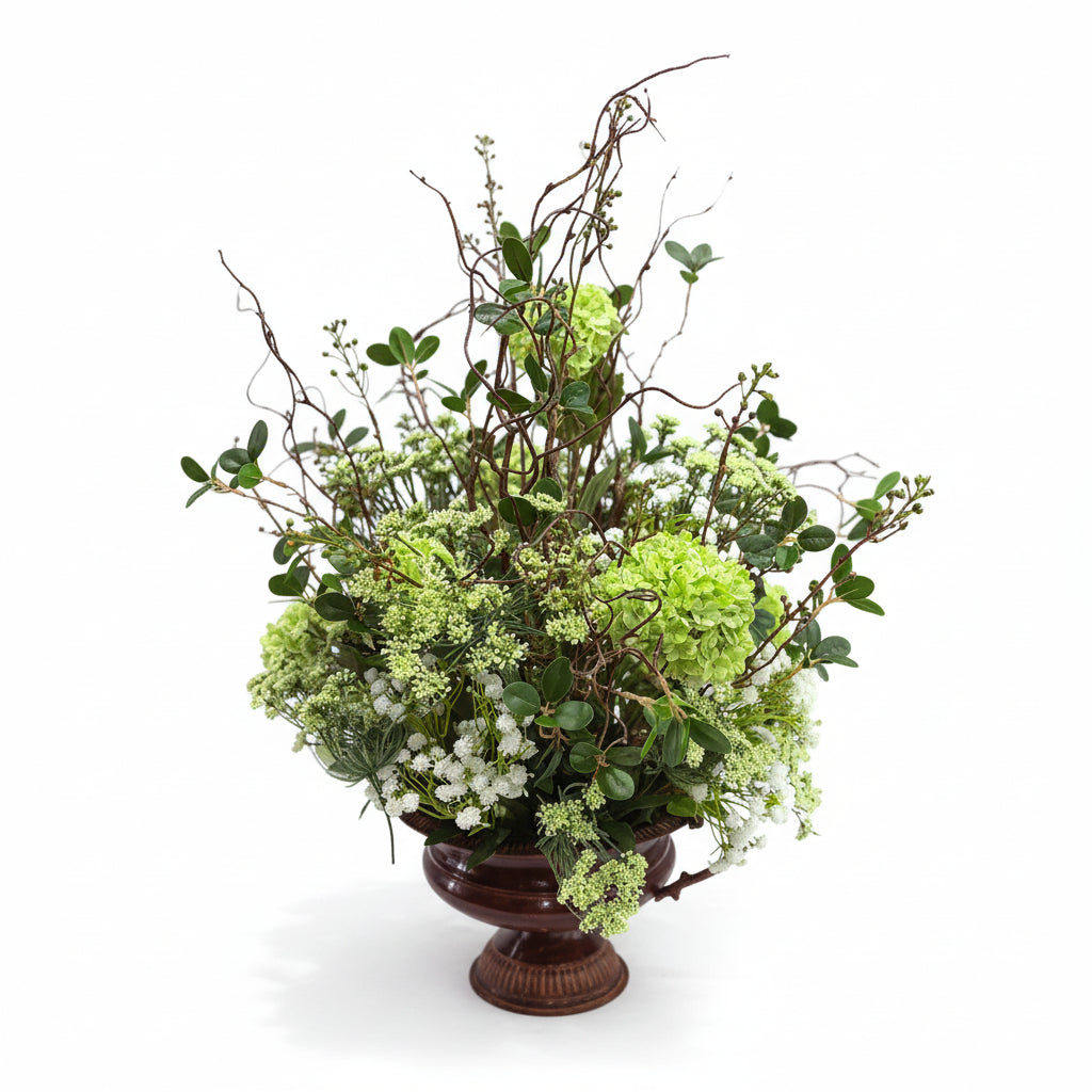 Flaura White Floral in Brown Dish