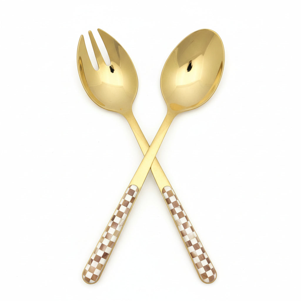 MacKenzie-Childs Check Bistro Salad Serving Set