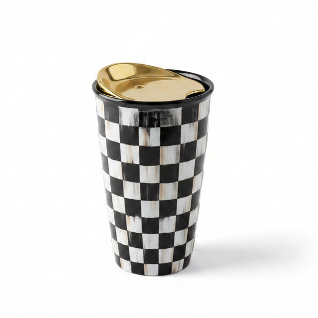 MacKenzie-Childs Courtly Check Ceramic Travel Cup