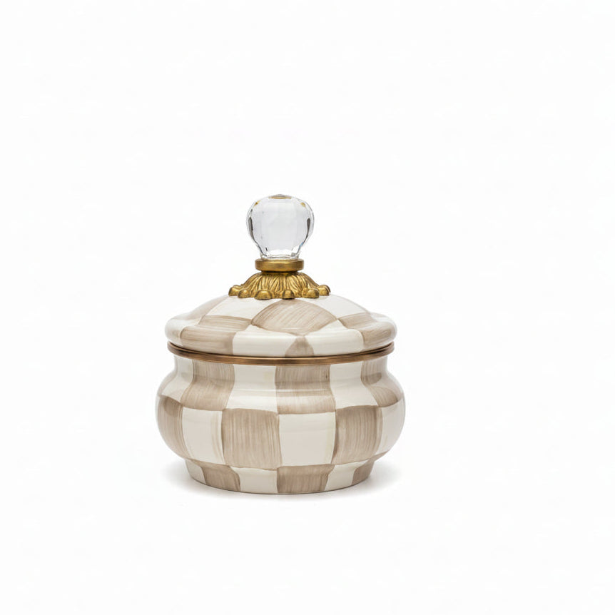 MacKenzie-Childs Mocha Check Squashed Pot