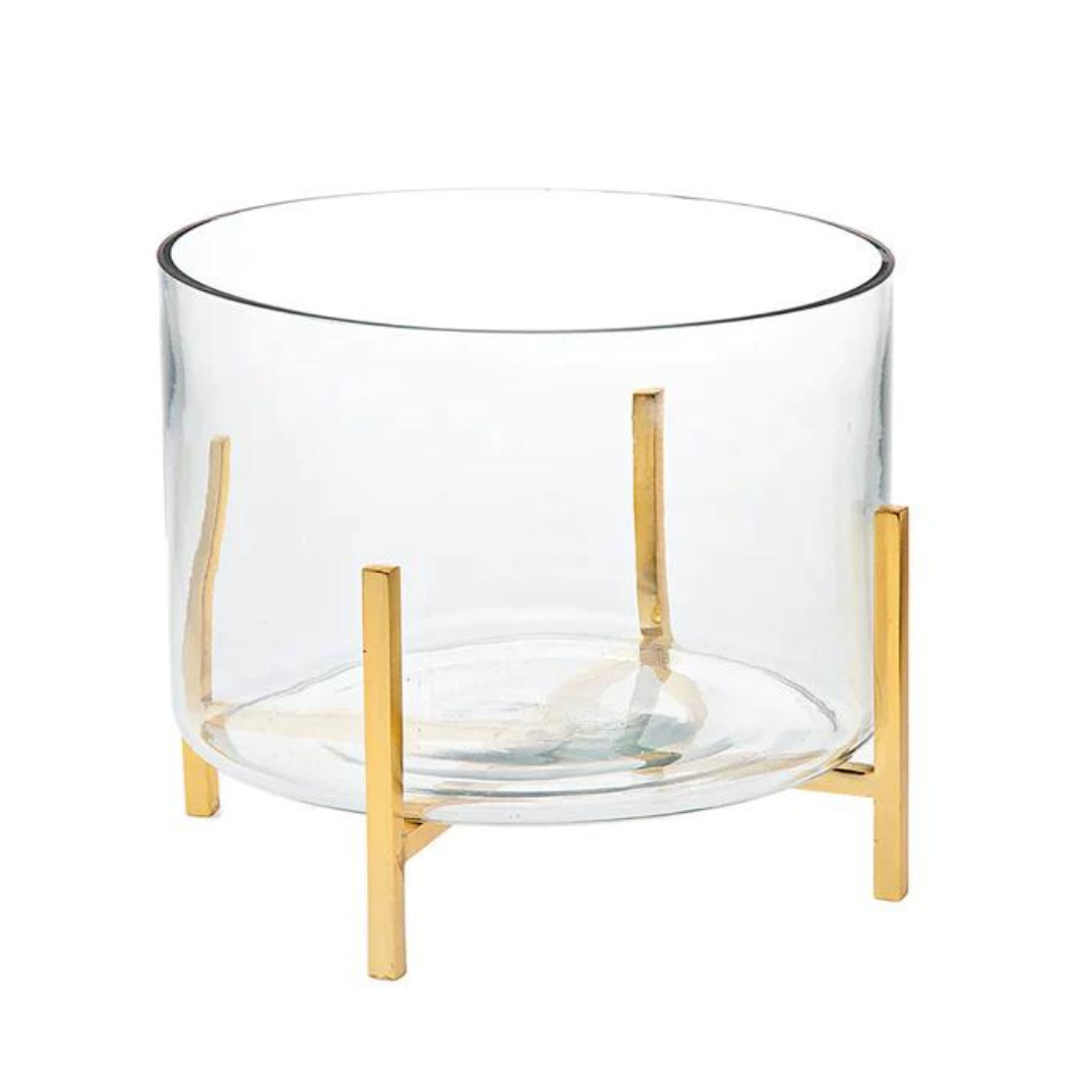 Gold Square Wire Glass Salad Bowl