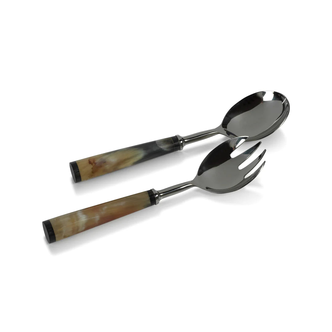 Zodax Langham Salad Server Set with Horn Handles - Small