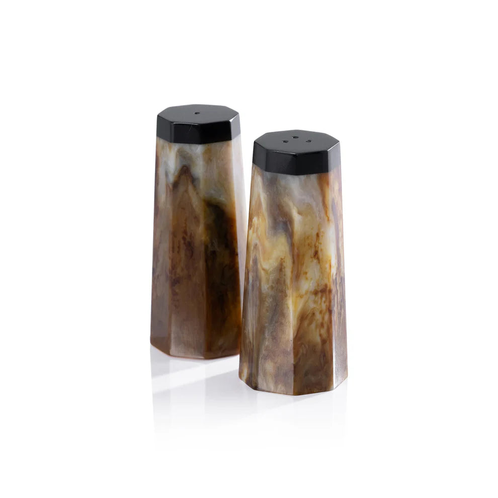 Zodax Burl Wood Design Resin Salt and Pepper Shaker Set