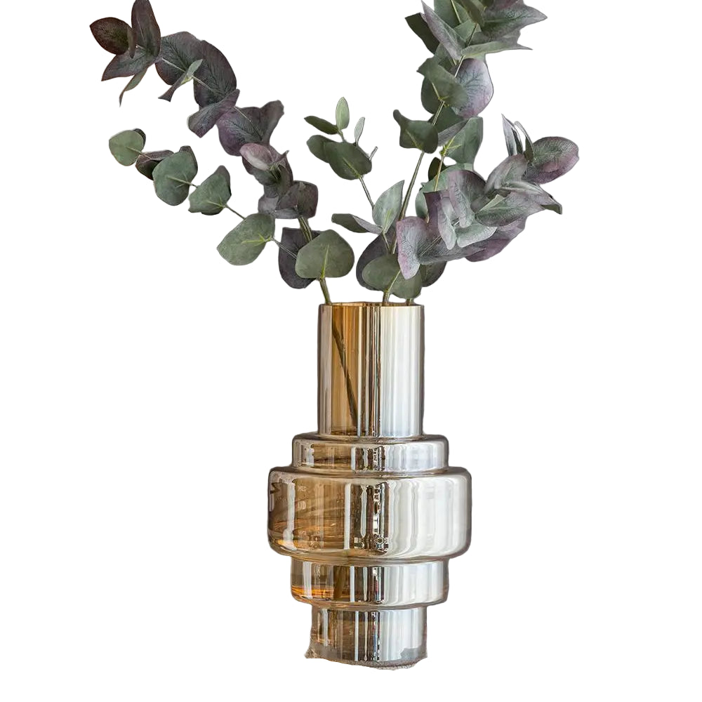 Amber  Geometric Luster Clear Accent Vase