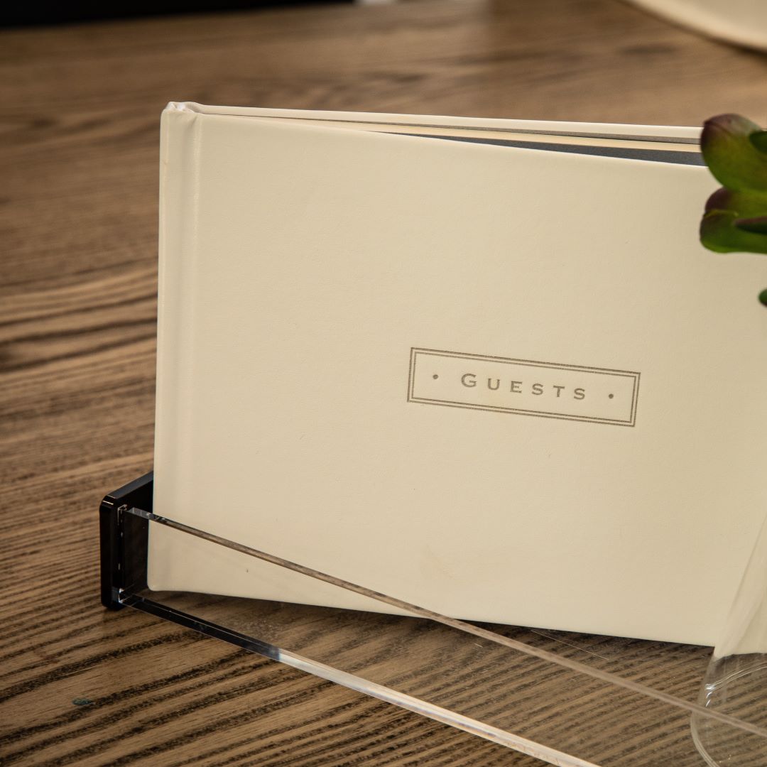 Guest Book White Leather