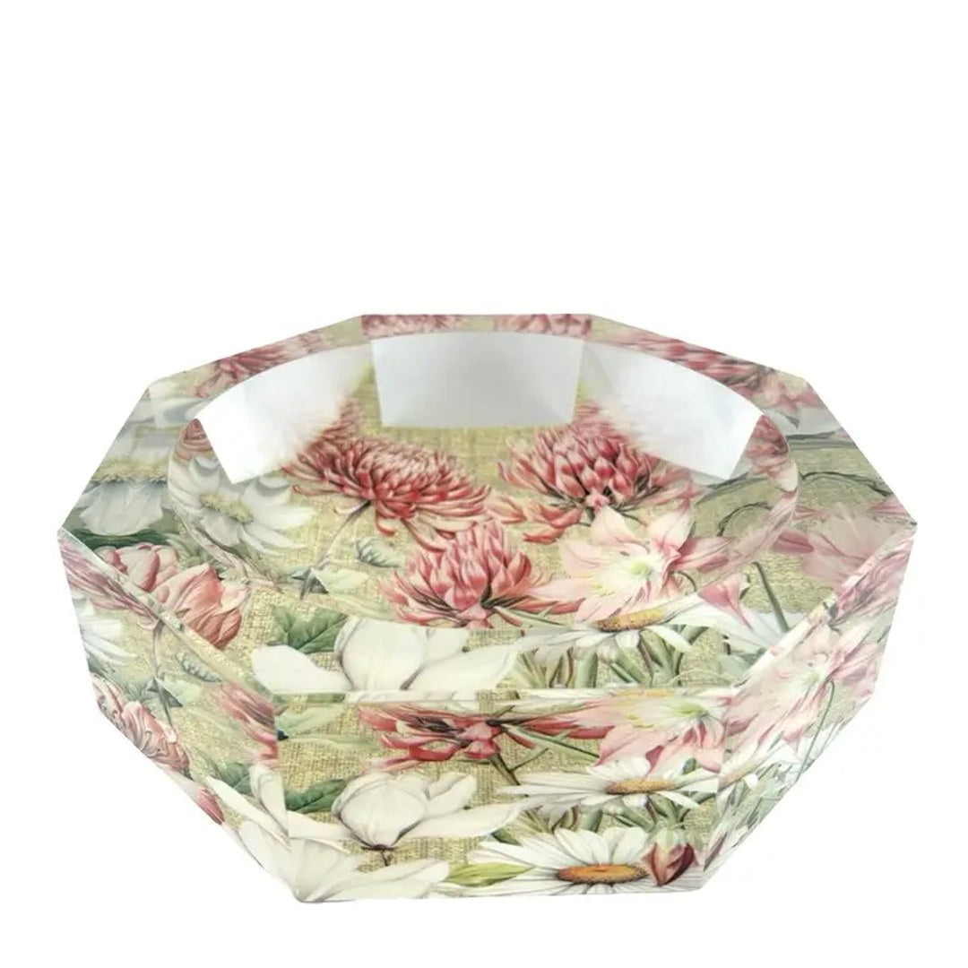 Floral Octagonal Acrylic Accent Bowl