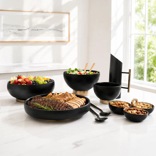 Matte Black Stainless Steel 3 Compartment Serving Tray