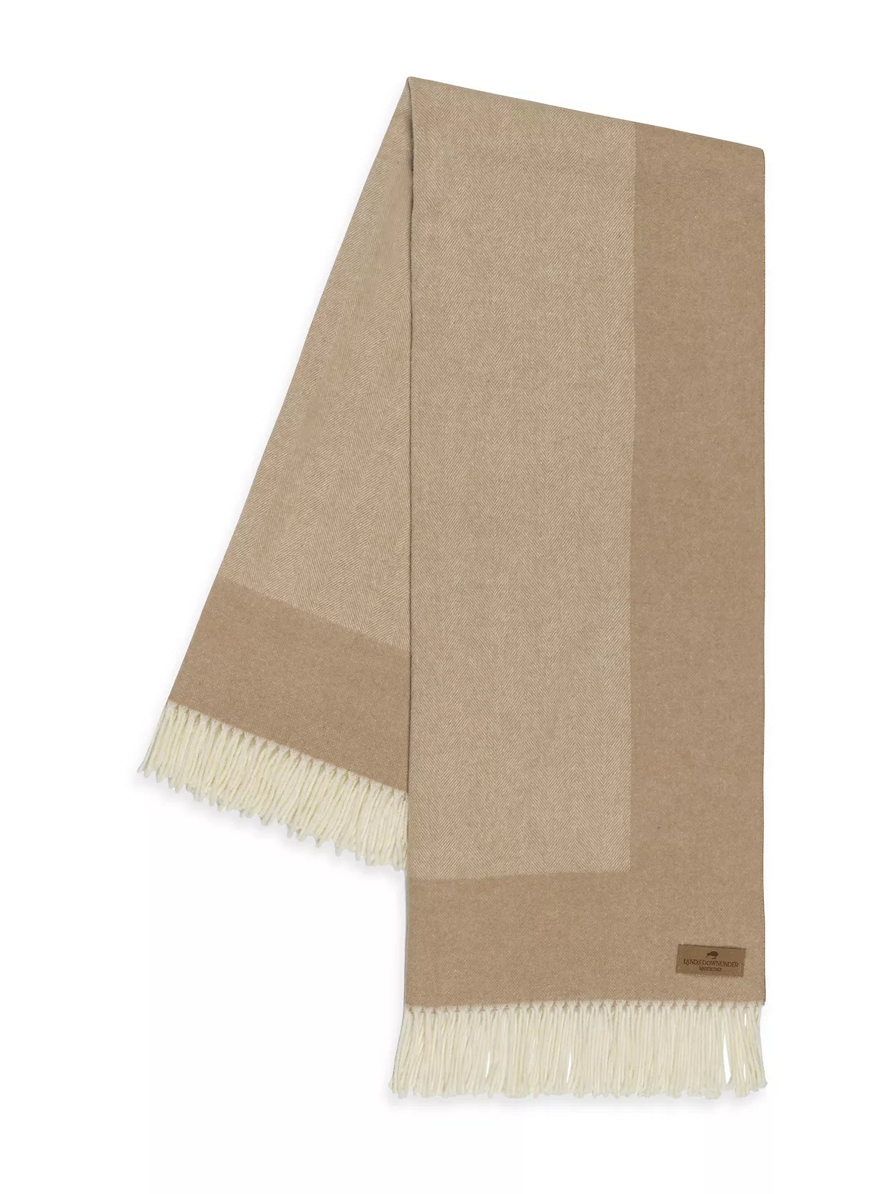 Lands Down Under  Border Herringbone Throw- Dune