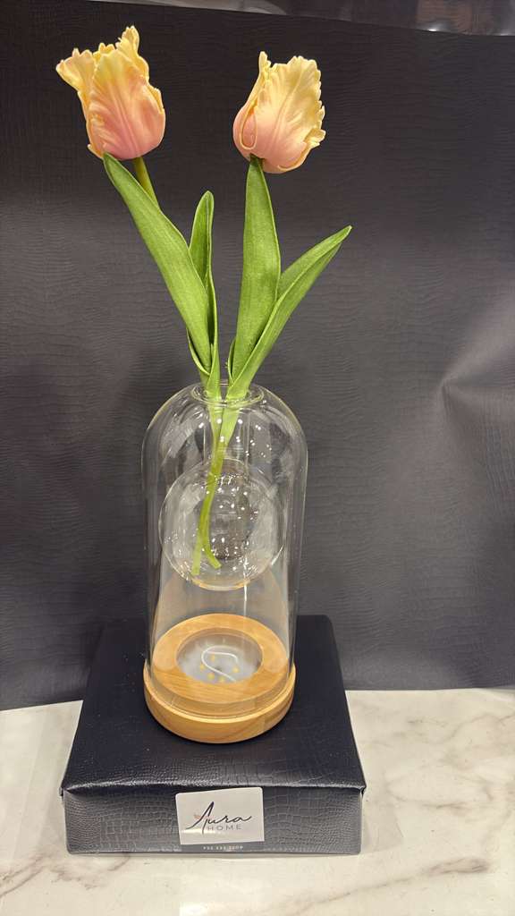 Modernized Pottery bud vase with light, teacher's gift