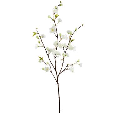 Faux white cherry blossom spray branch