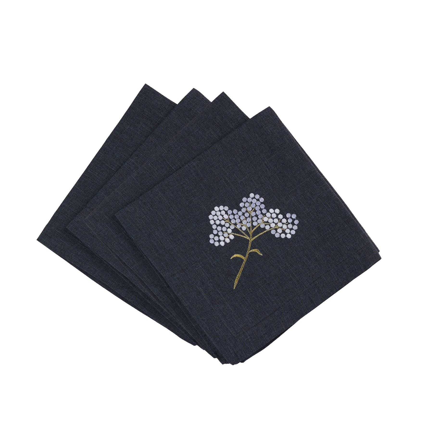 Adorn Your Table Charcoal Linen Embroidered Napkin
