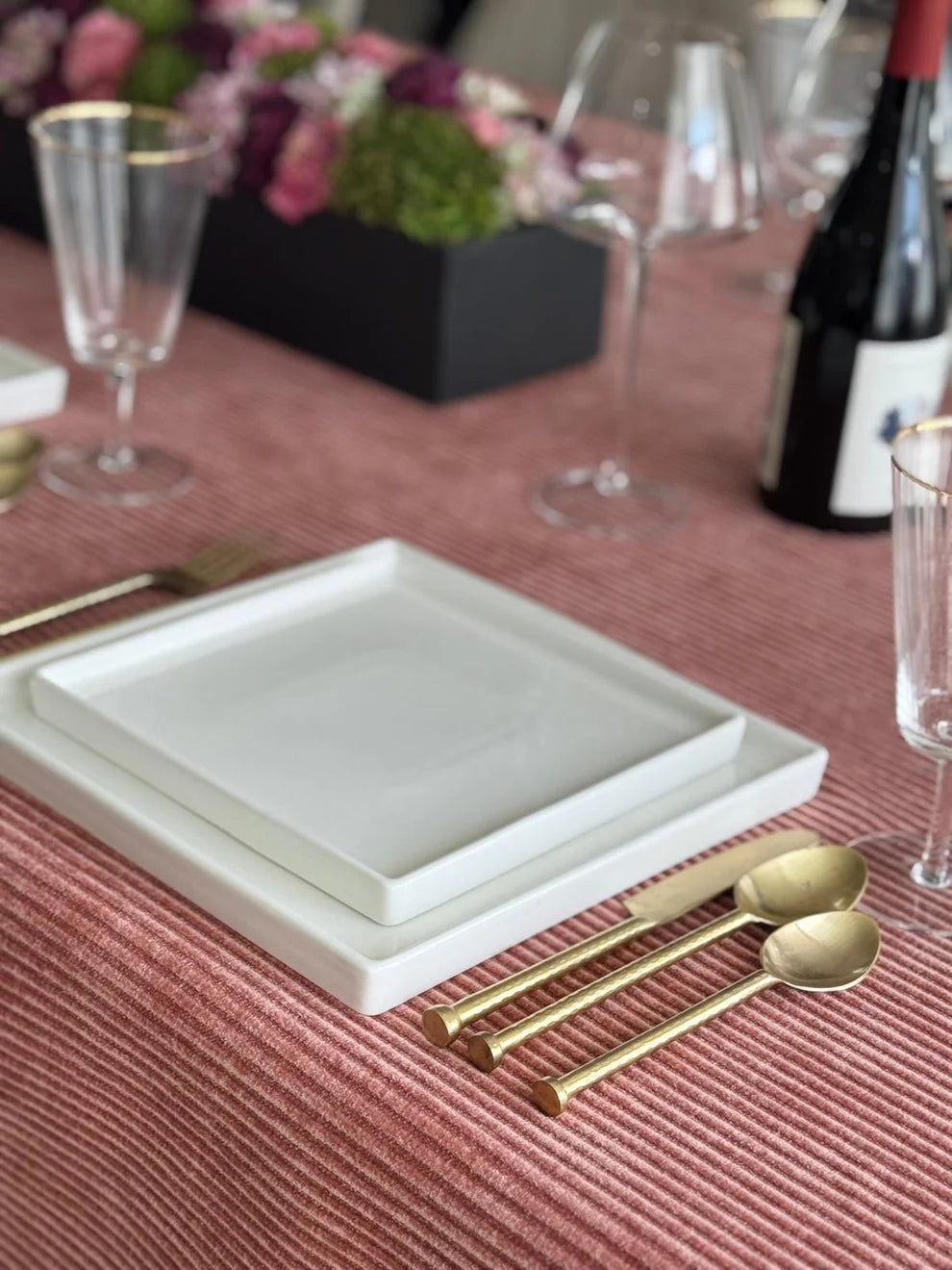 Adorn Your Table Velvet Ribbed Tablecloth