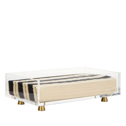 Acrylic Rectangular Napkin Holder on Gold Legs