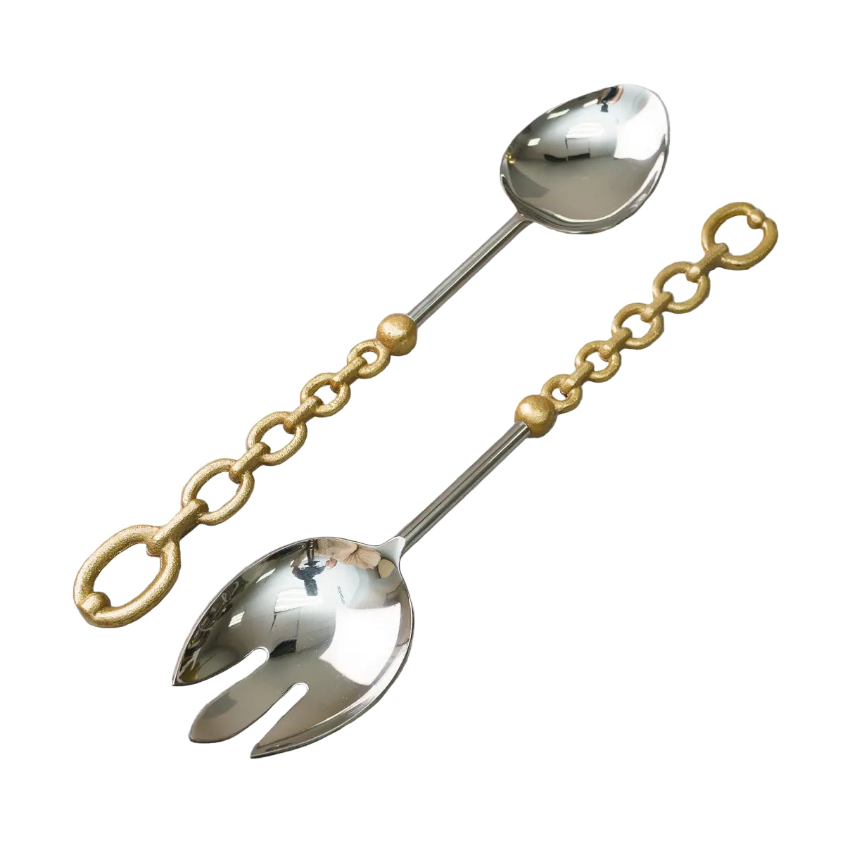 Textured Gold Chain Handle Servers