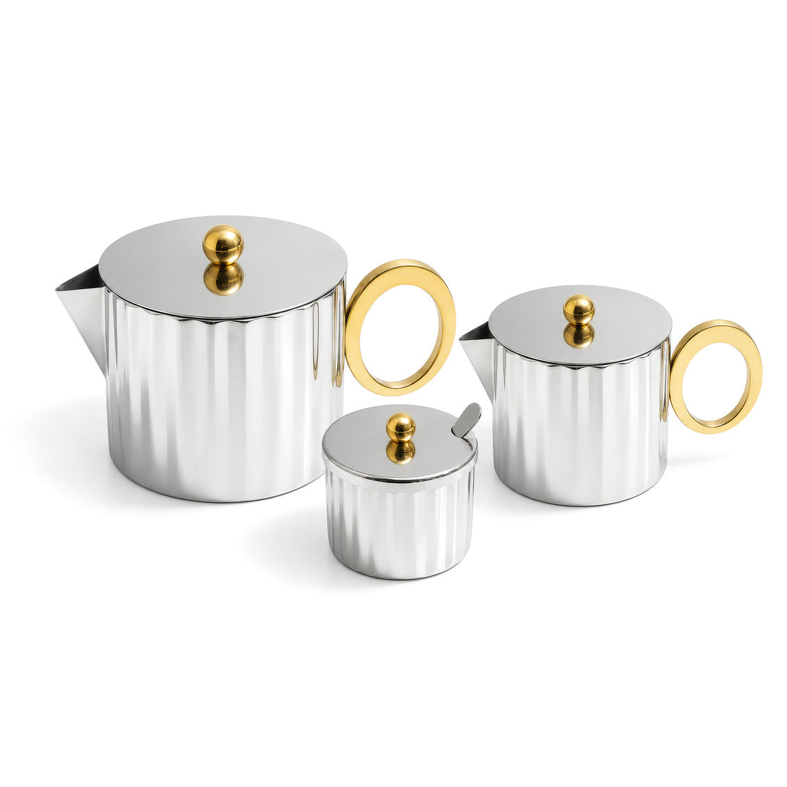 GUILDED TEA SET OF 3 TWO TONE
