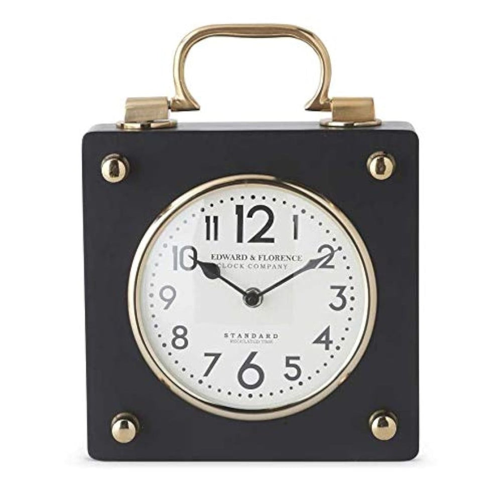 Black and Brass Square Metal European Clock