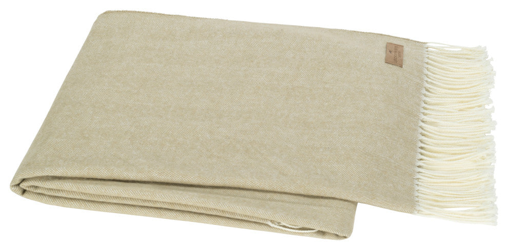 Lands Down Under Italian Herringbone Throw- White Truffle