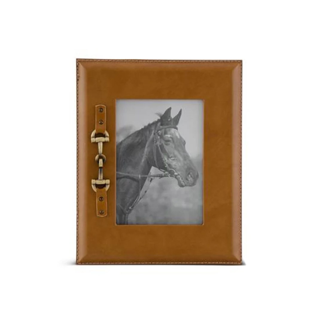 Tan Photo Frames w/Gold Horse Bit — 5x7