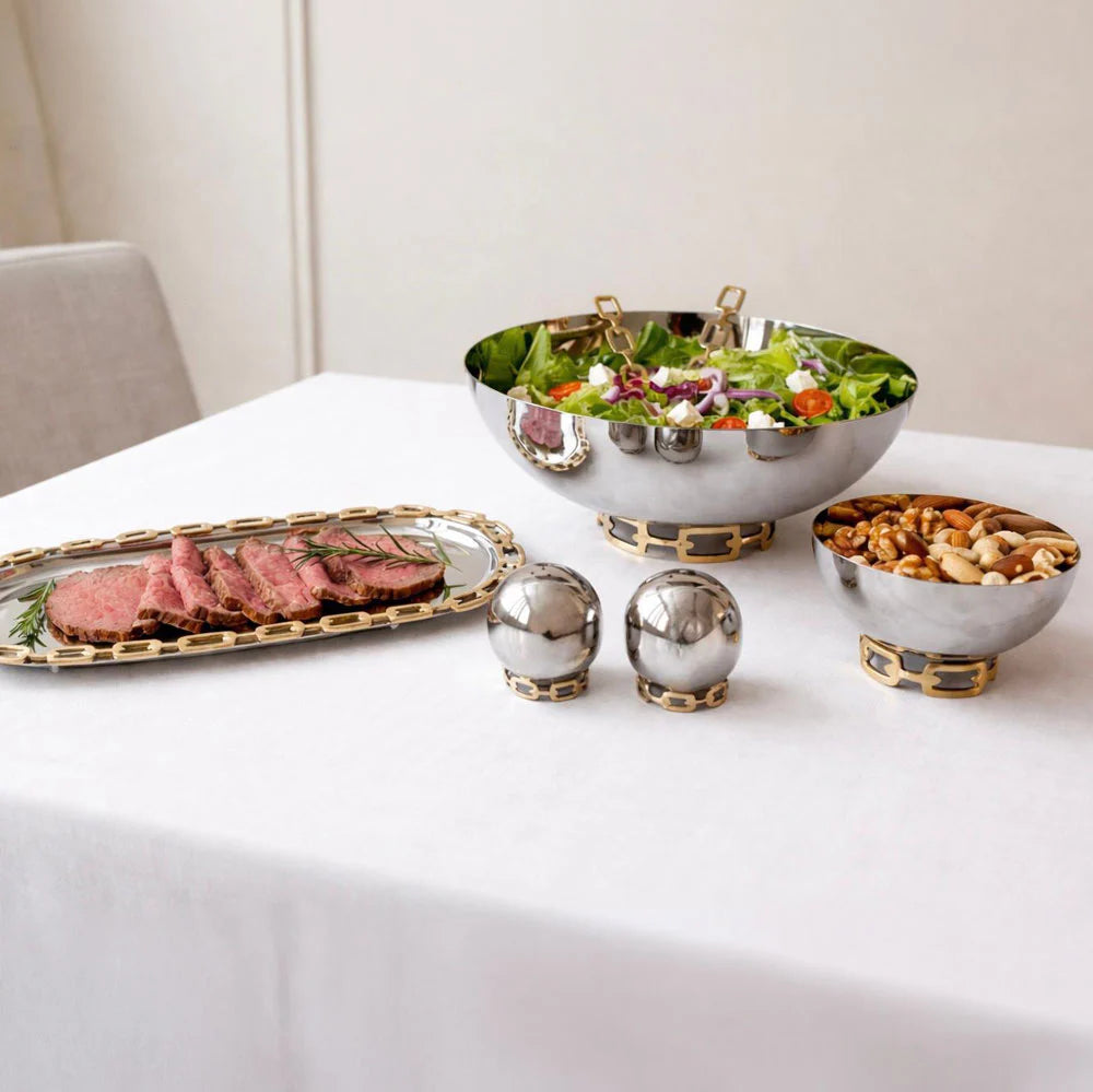 Luxe Linked Stainless Steel Oval Serving Platter