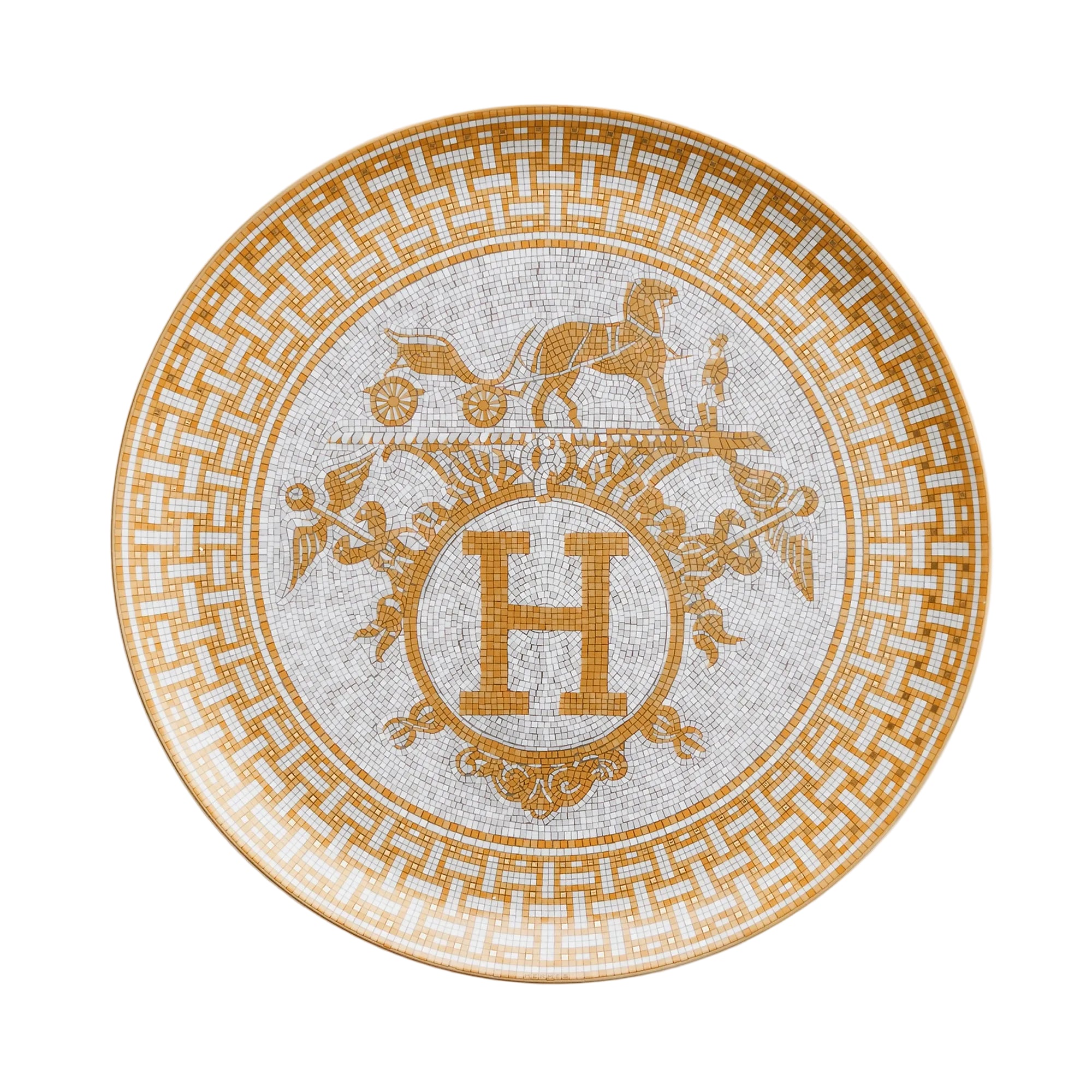 Hermes Mosaique Au 24 Gold Tart Platter