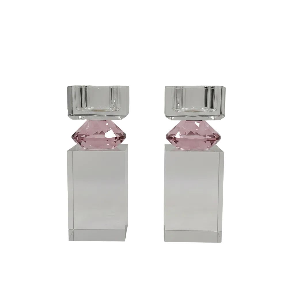 Pink Diamond Foot Tall Tea Light Candle Holders