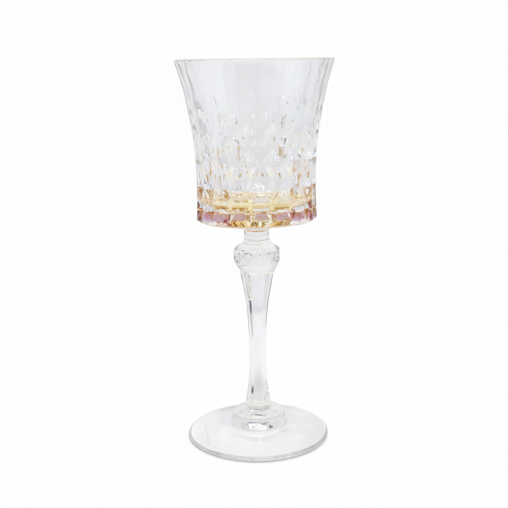Liscio Ottico  Diamond Wine Glasses with Smoked Shade on the Bottom