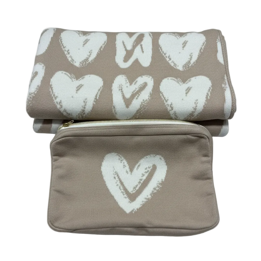 Shabby Hearts Linen Blanket & Pouch Set