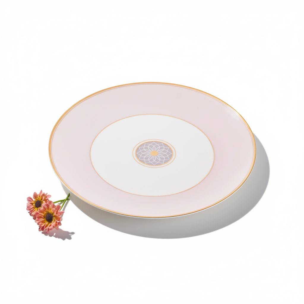 Vikko Medi Gold and Pink Scallop Charger Plate