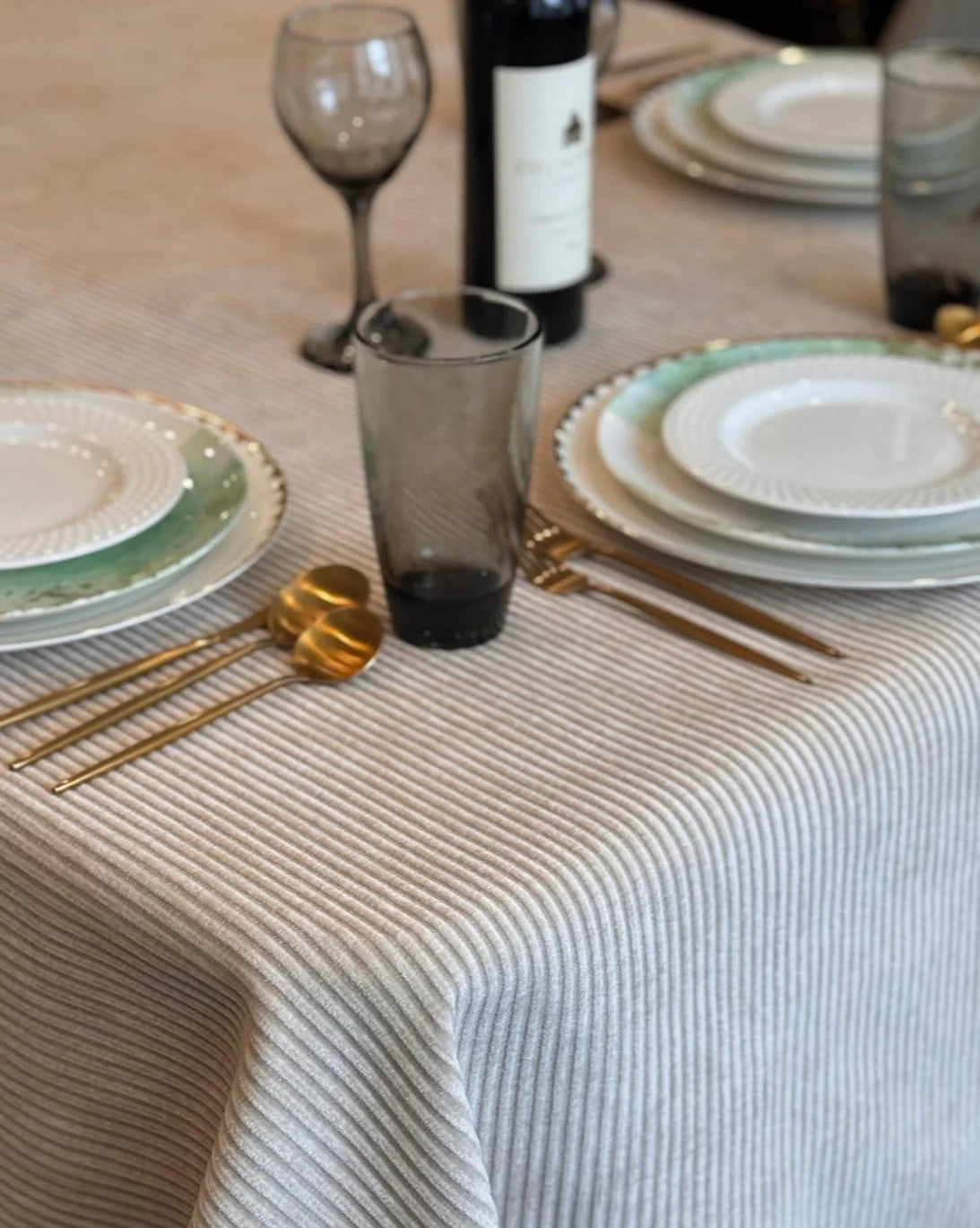 Adorn Your Table Velvet Ribbed Tablecloth - Thumbnail 2