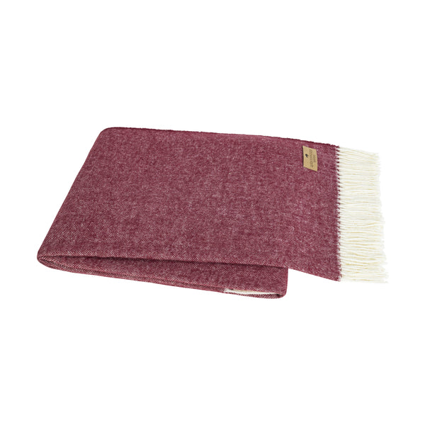 Lands Down Under Italian Herringbone Throw- Cranberry