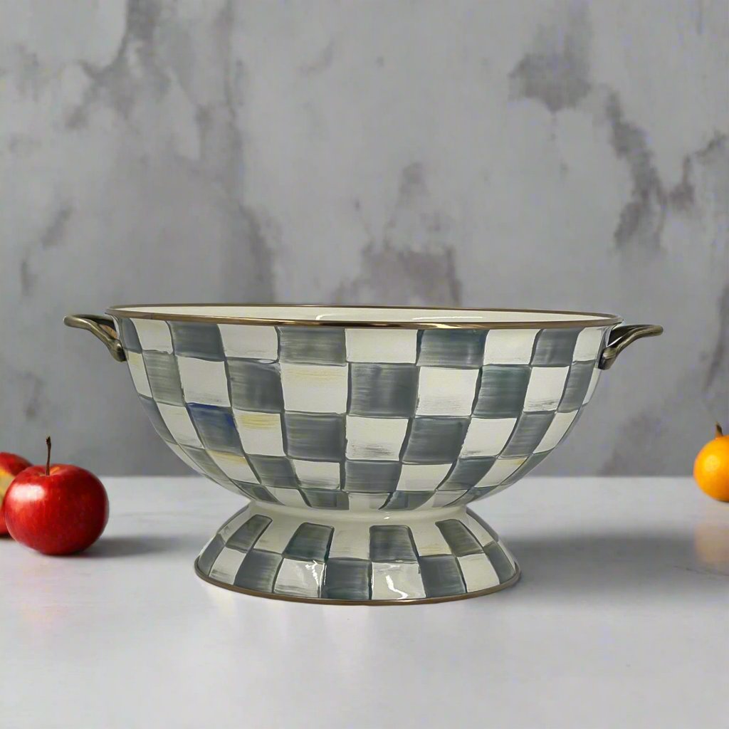 MacKenzie-Childs Sterling Check Enamel Everything Bowl