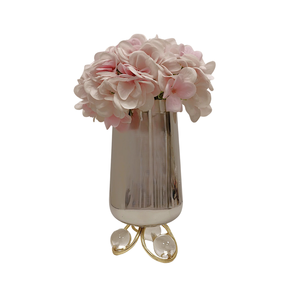 Silver Vase with Clear Ball Leg Base