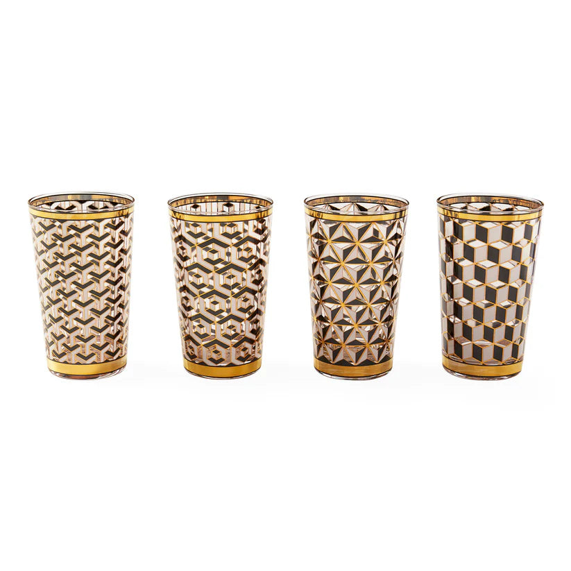 Jonathan Adler Boxed Versailles Highball Glassware Set- Black