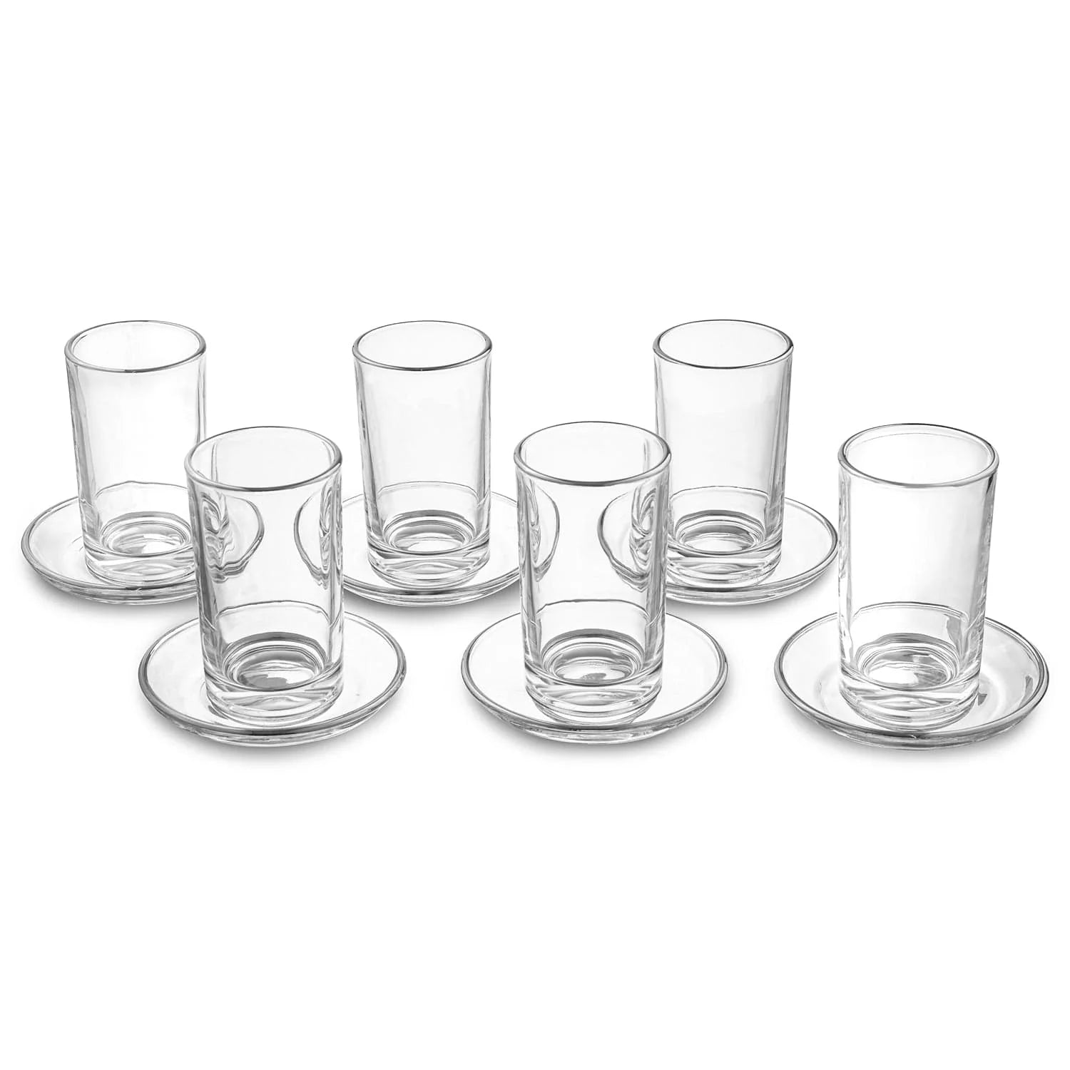 Modern Glass Cups & Saucers Set