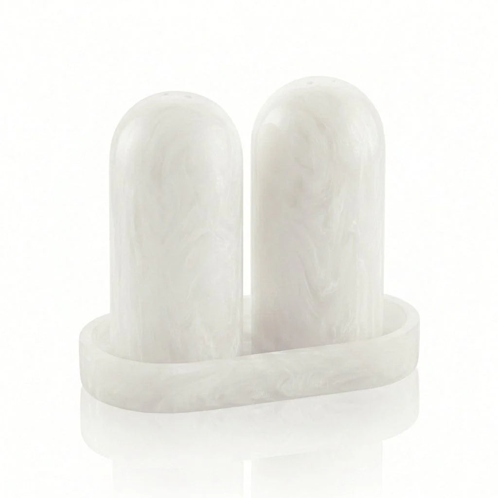 Resin Salt Shaker Set with Tray