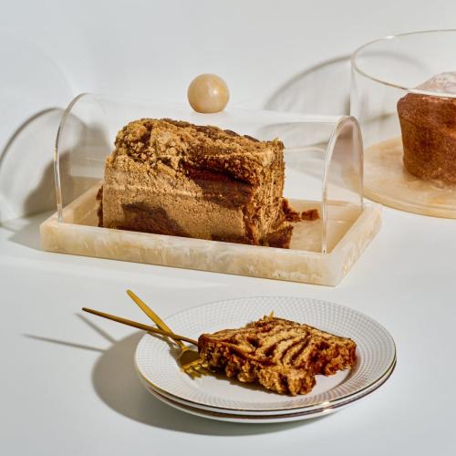 Cake Dome Rectangle Resin Small Gold