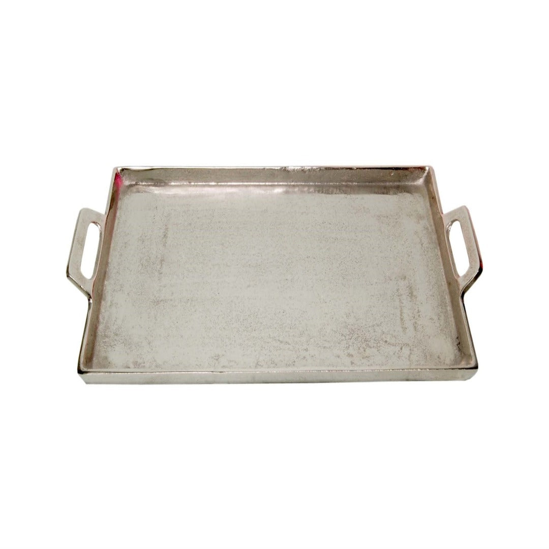 Raw Nickel Tray with Handles