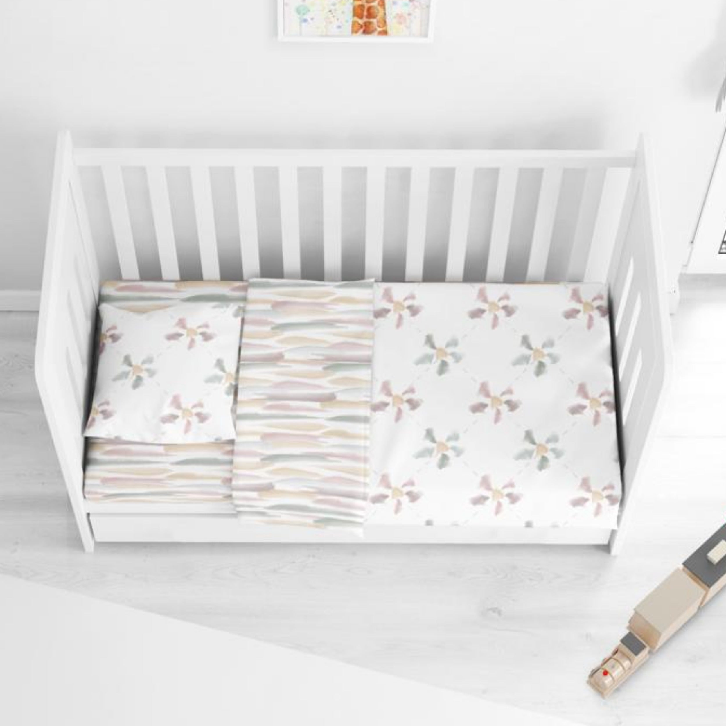 Pastel Quilted Floral Crib Set