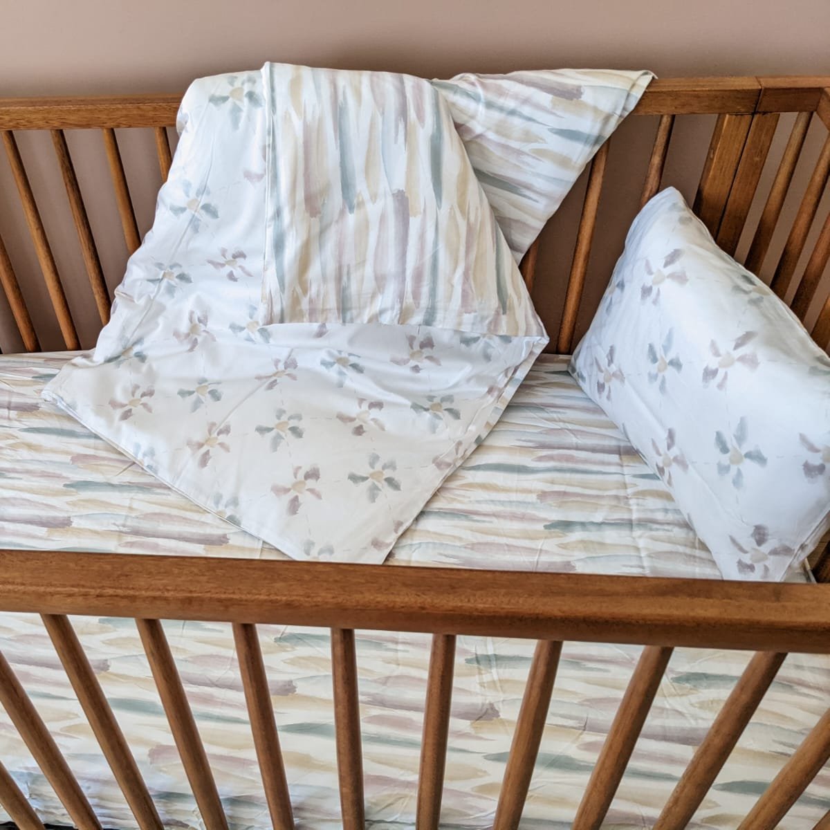 Pastel Floral Quilted Crib Set