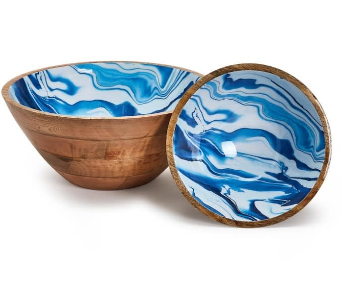 Aptware Blue Wooden Bowl